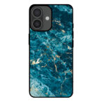 Telefoonhoesje voor iPhone 16 met blauw marmer opdruk