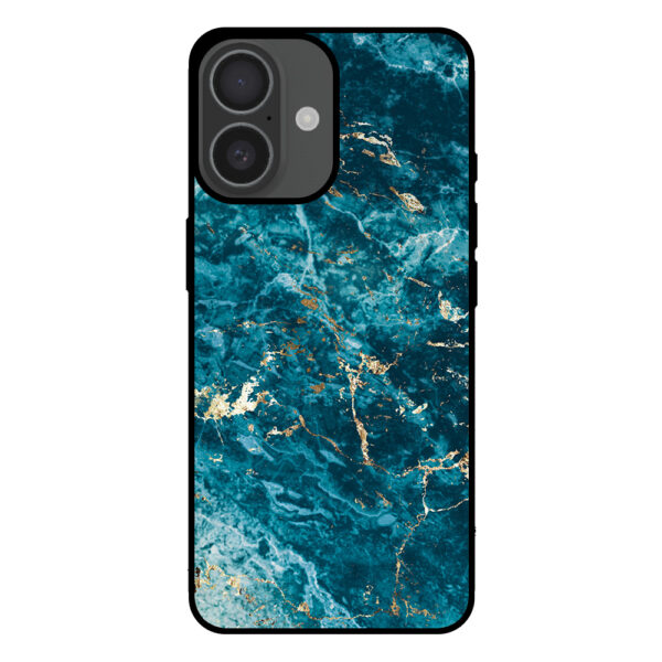 Telefoonhoesje voor iPhone 16 met blauw marmer opdruk