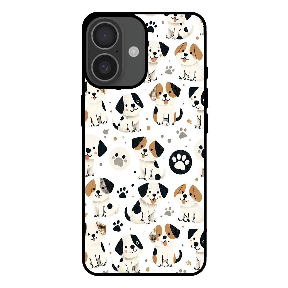 Telefoonhoesje voor iPhone 16 met honden opdruk