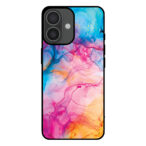 Telefoonhoesje voor iPhone 16 met regenboog acryl marmer opdruk