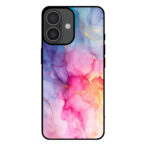 Telefoonhoesje voor iPhone 16 met regenboog marmer opdruk