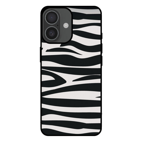 Telefoonhoesje voor iPhone 16 met zebra opdruk