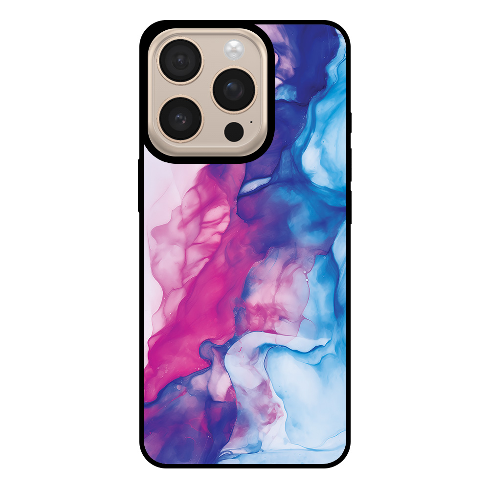 Telefoonhoesje voor iPhone 16 pro max met roze blauw marmer opdruk