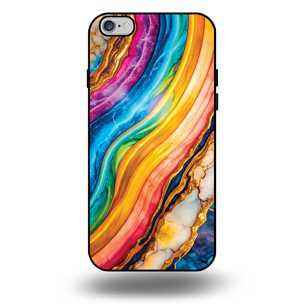 Telefoonhoesje voor iPhone 6-6s Plus met regenboog goud marmer opdruk