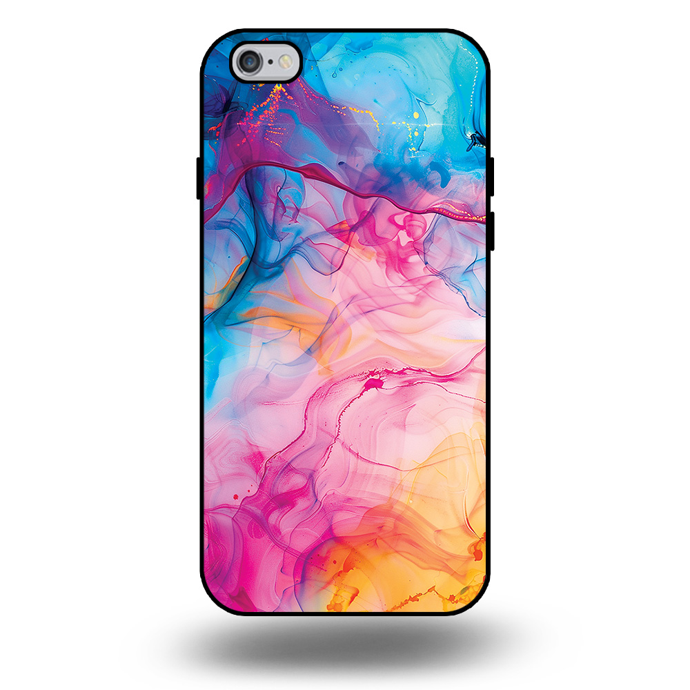 Telefoonhoesje voor iPhone 6-6s met regenboog acryl marmer opdruk