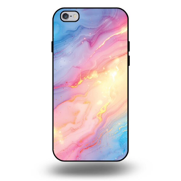 Telefoonhoesje voor iPhone 6-6s met regenboog glitter marmer opdruk