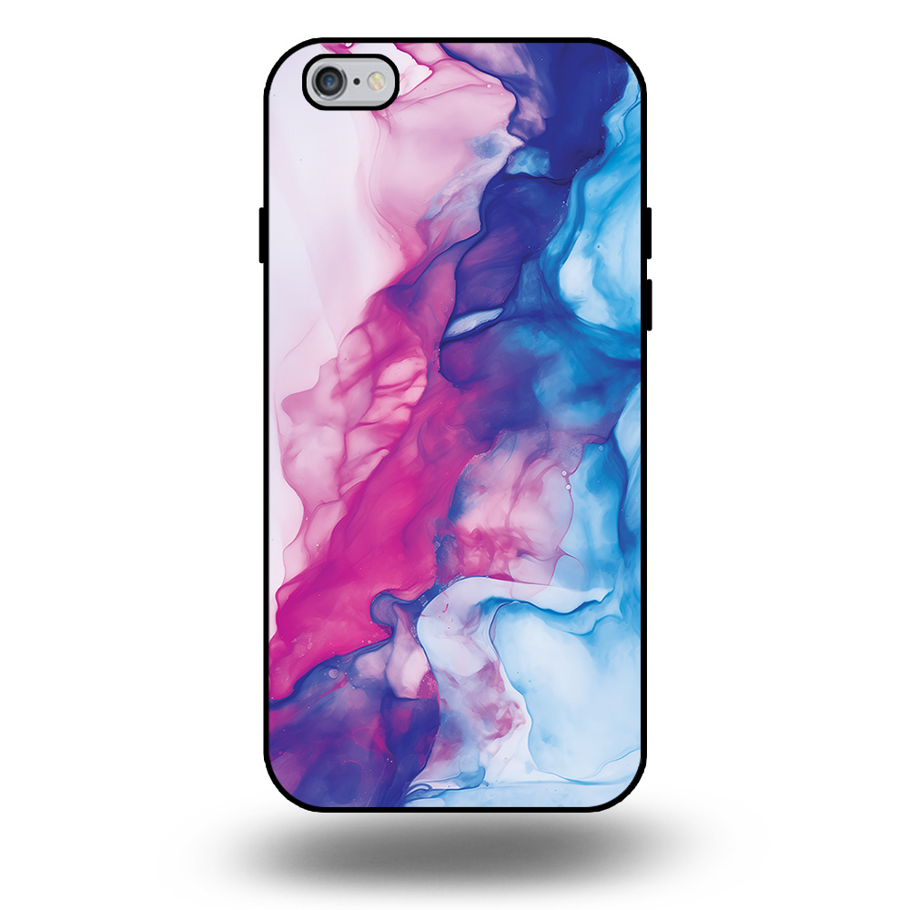 Telefoonhoesje voor iPhone 6-6s met roze blauw marmer opdruk