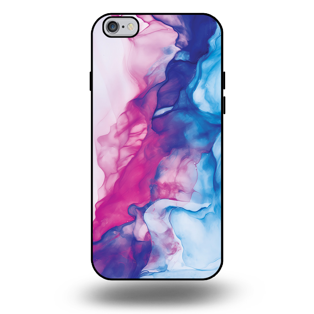 Telefoonhoesje voor iPhone 6-6s plus met roze blauw marmer opdruk