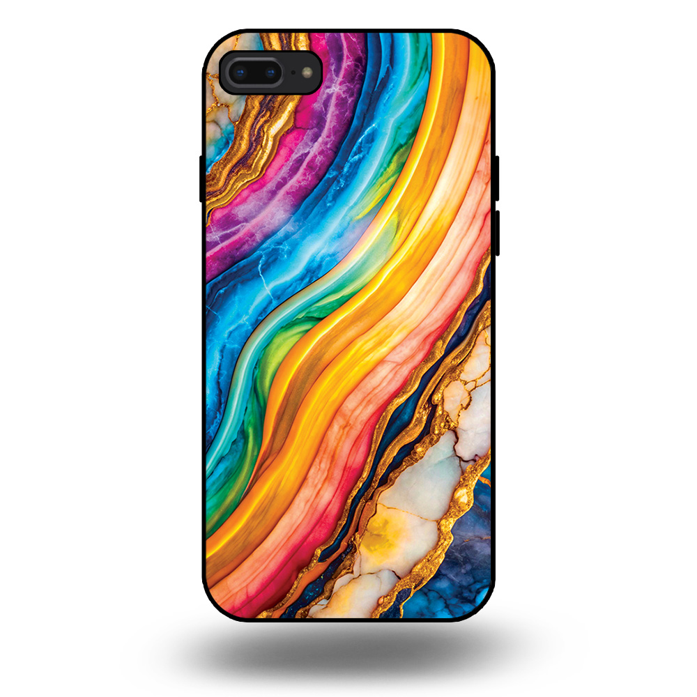 Telefoonhoesje voor iPhone 7-8 Plus met regenboog goud marmer opdruk