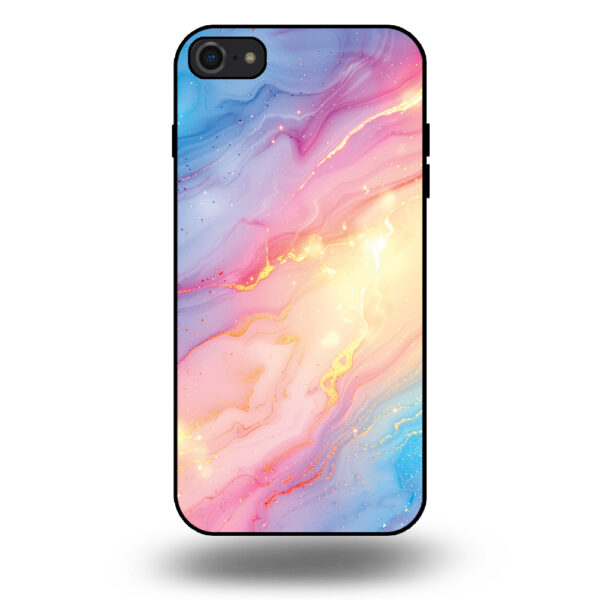 Telefoonhoesje voor iPhone 7-8 met regenboog glitter marmer opdruk