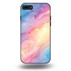 Telefoonhoesje voor iPhone 7-8 plus met regenboog glitter marmer opdruk