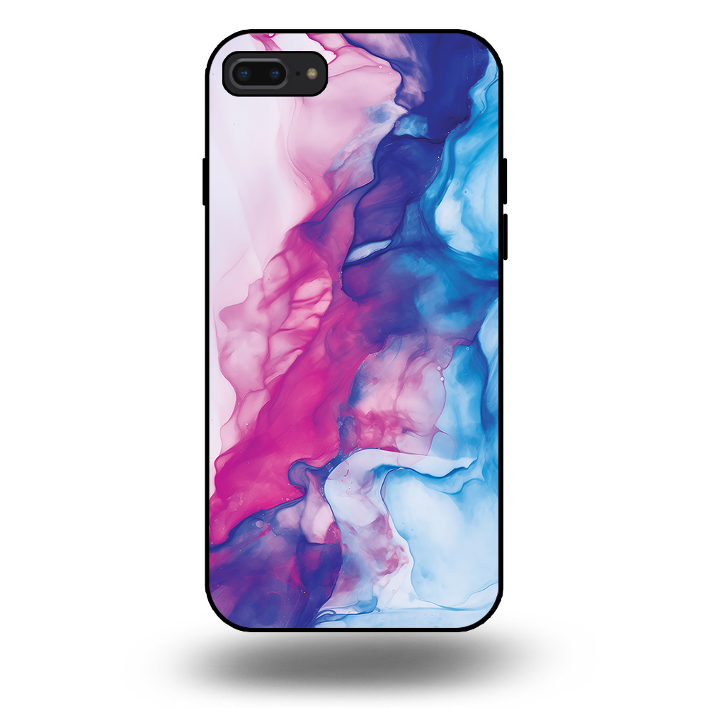 Telefoonhoesje voor iPhone 7-8 plus met roze blauw marmer opdruk