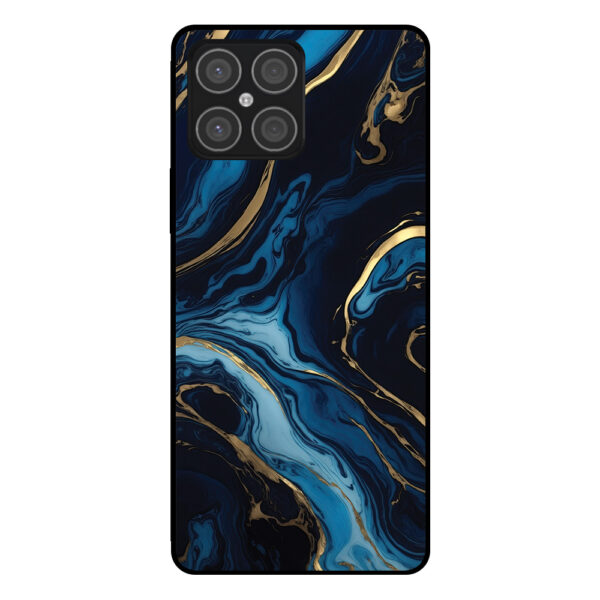 Huawei Honor X8 4G telefoonhoesje met blauw goud marmer opdruk
