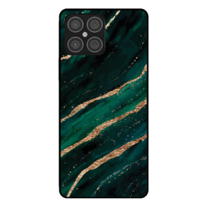 Huawei Honor X8 4G telefoonhoesje met groen goud marmer opdruk