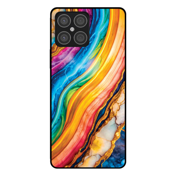 Huawei Honor X8 4G telefoonhoesje met regenboog goud marmer opdruk