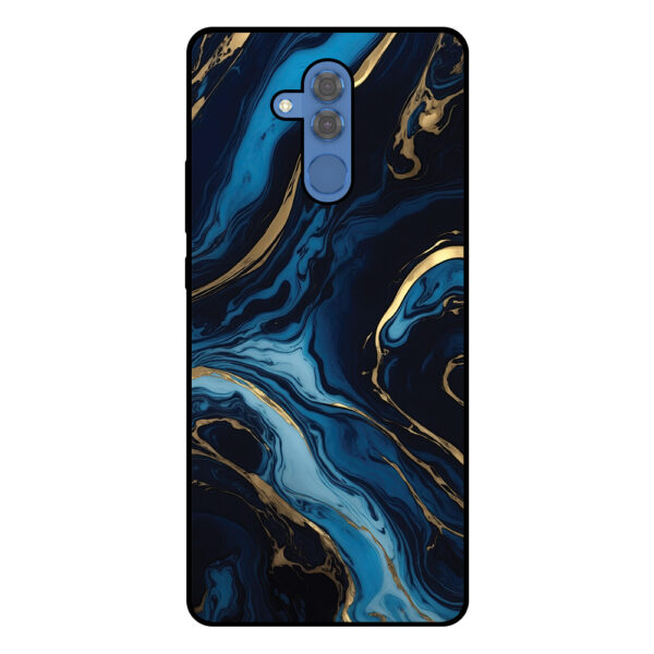 Huawei Mate 20 Lite telefoonhoesje met blauw goud marmer opdruk