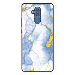 Huawei Mate 20 Lite telefoonhoesje met lichtblauw goud marmer opdruk