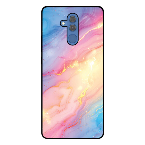 Huawei Mate 20 Lite telefoonhoesje met regenboog glitter marmer opdruk