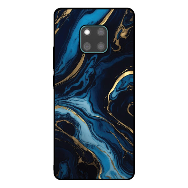 Huawei Mate 20 Pro telefoonhoesje met blauw goud marmer opdruk