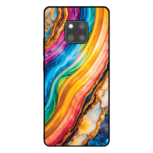 Huawei Mate 20 Pro telefoonhoesje met regenboog goud marmer opdruk