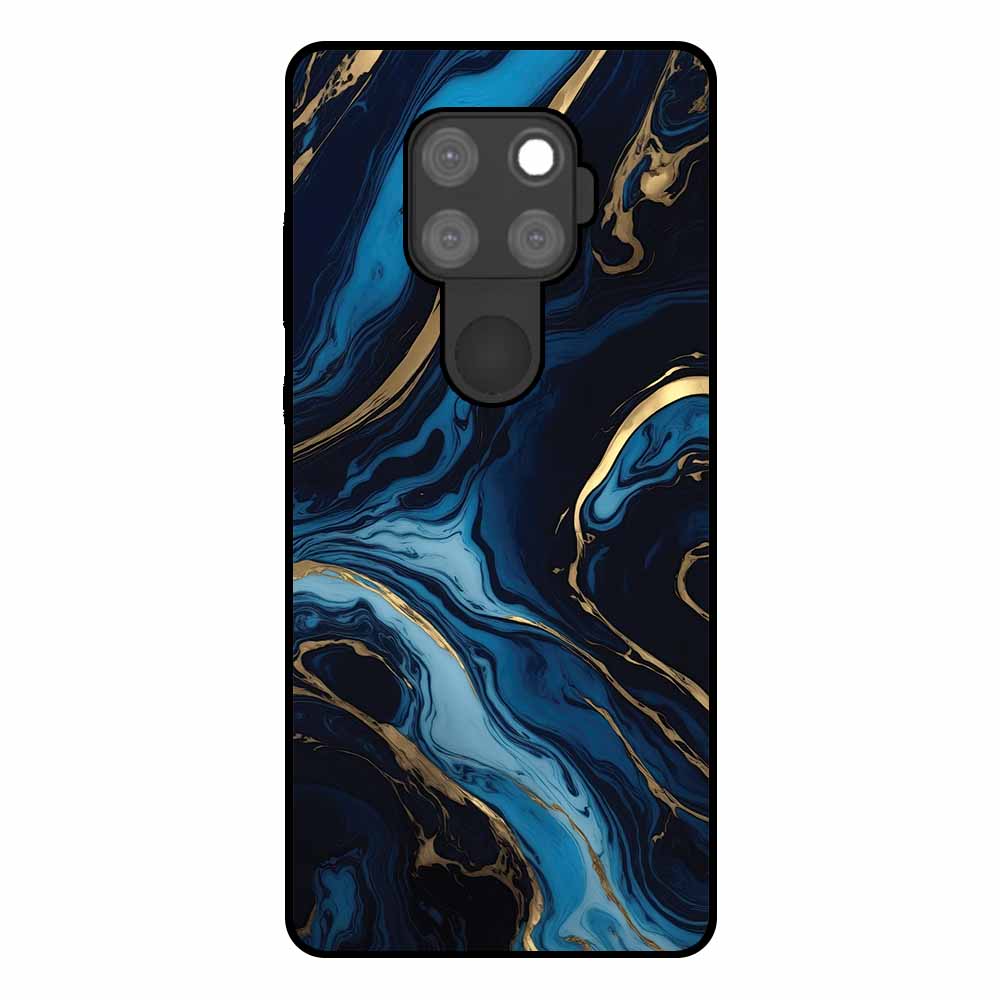 Huawei Mate 30 Lite telefoonhoesje met blauw goud marmer opdruk