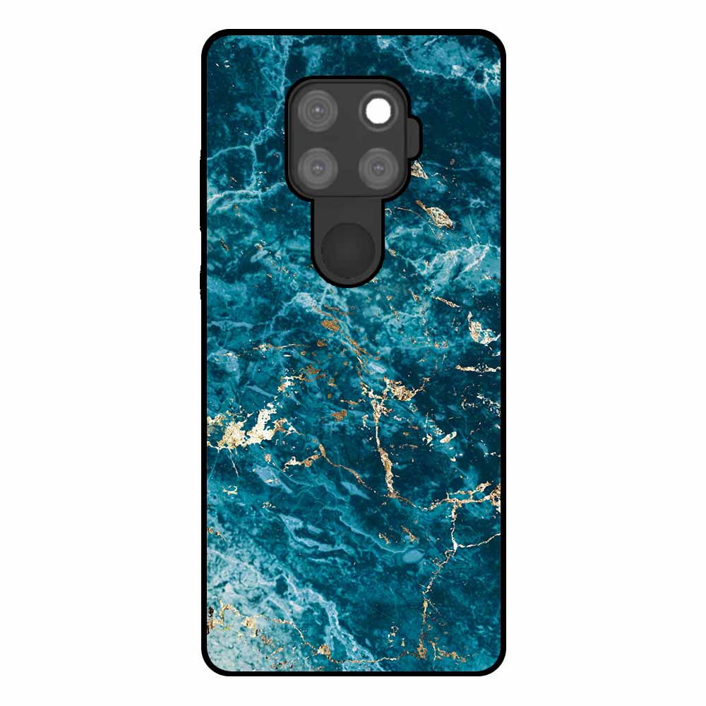 Huawei Mate 30 Lite telefoonhoesje met blauw marmer opdruk