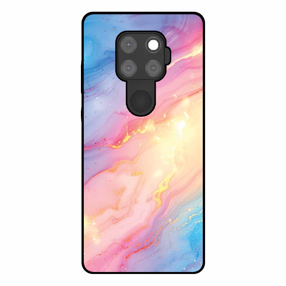 Huawei Mate 30 Lite telefoonhoesje met regenboog glitter marmer opdruk