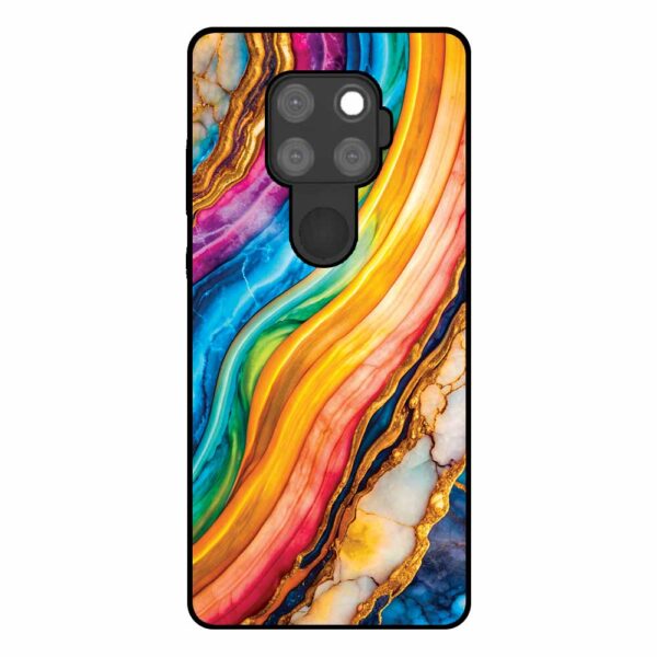 Huawei Mate 30 Lite telefoonhoesje met regenboog goud marmer opdruk