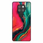 Huawei Mate 30 Lite telefoonhoesje met rood groen marmer opdruk