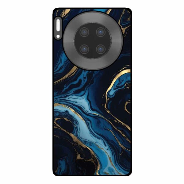 Huawei Mate 30 Pro telefoonhoesje met blauw goud marmer opdruk