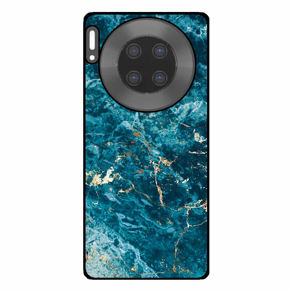 Huawei Mate 30 Pro telefoonhoesje met blauw marmer opdruk