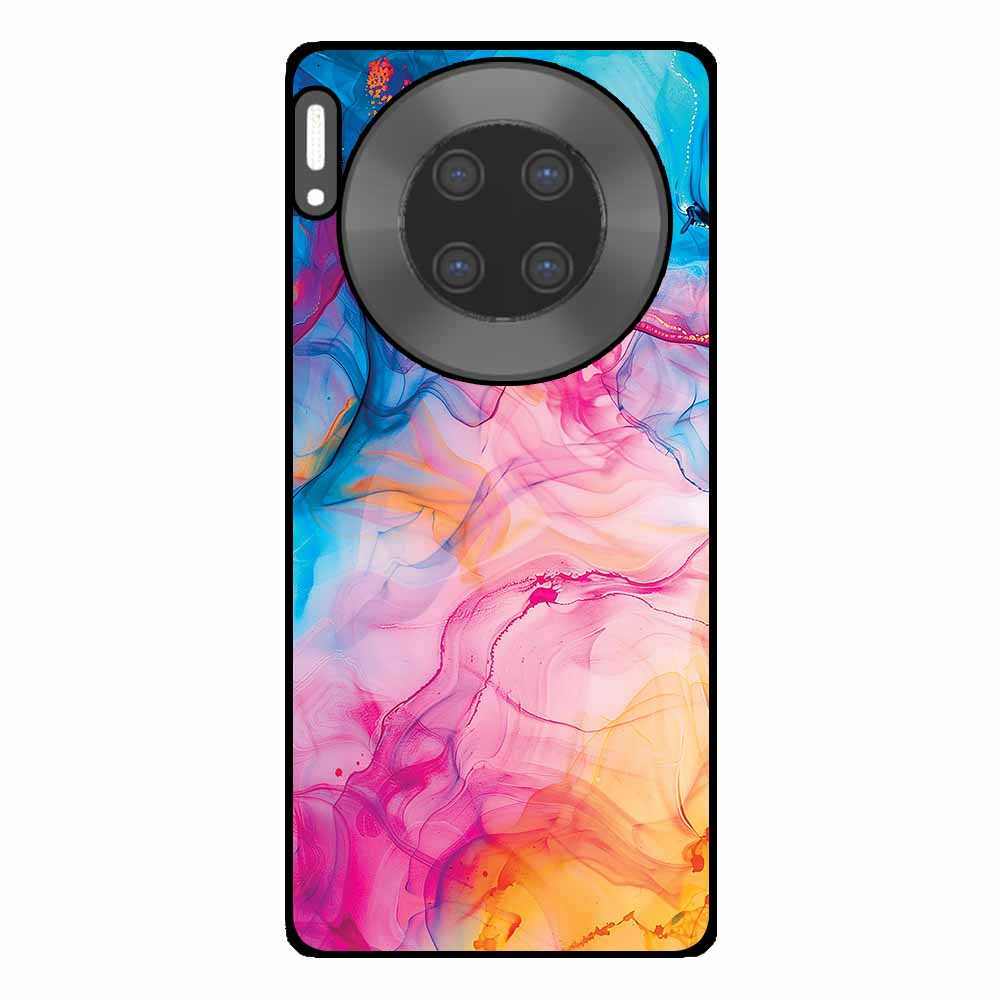 Huawei Mate 30 Pro telefoonhoesje met regenboog acryl marmer opdruk