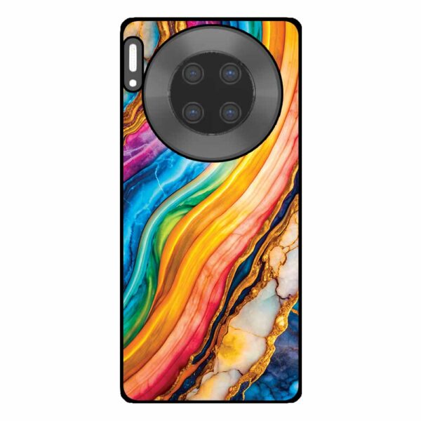 Huawei Mate 30 Pro telefoonhoesje met regenboog goud marmer opdruk