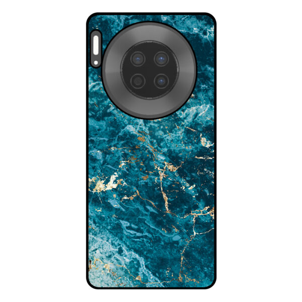 Huawei Mate 30 telefoonhoesje met blauw marmer opdruk