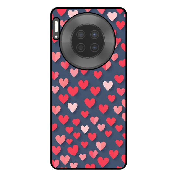 Huawei Mate 30 telefoonhoesje met roze en rode hartjes opdruk