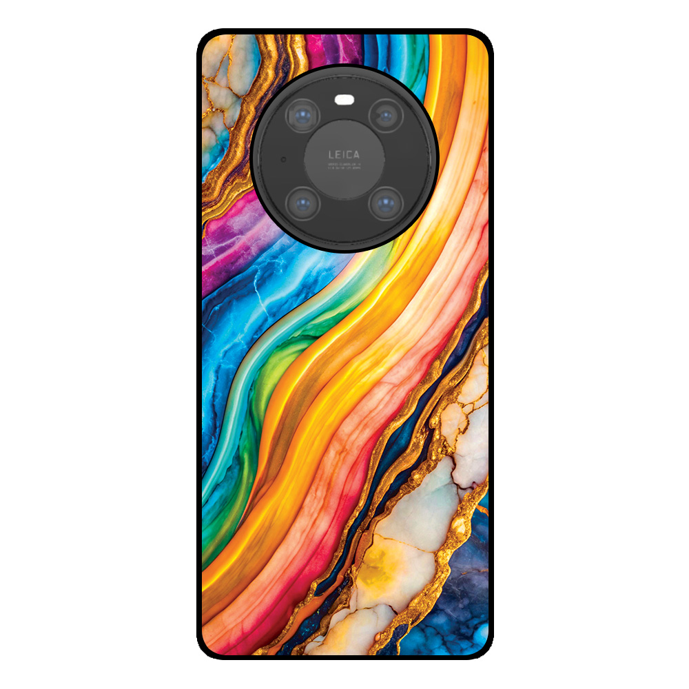 Huawei Mate 40 Pro telefoonhoesje met regenboog goud marmer opdruk