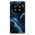 Huawei Mate 50 Pro telefoonhoesje met blauw goud marmer opdruk