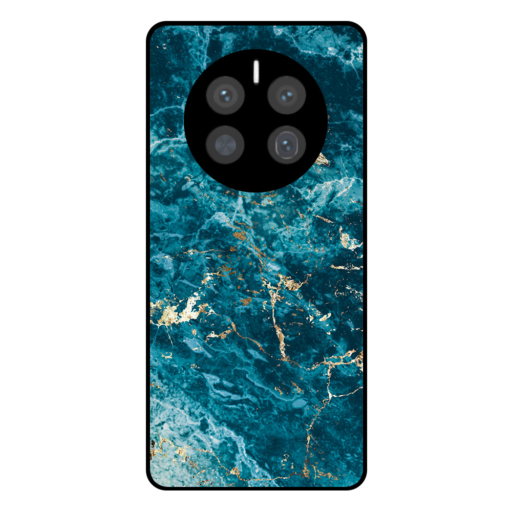 Huawei Mate 50 Pro telefoonhoesje met blauw marmer opdruk