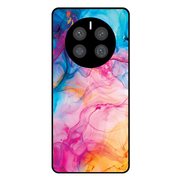 Huawei Mate 50 Pro telefoonhoesje met regenboog acryl marmer opdruk