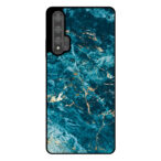 Huawei Nova 5T telefoonhoesje met blauw marmer opdruk