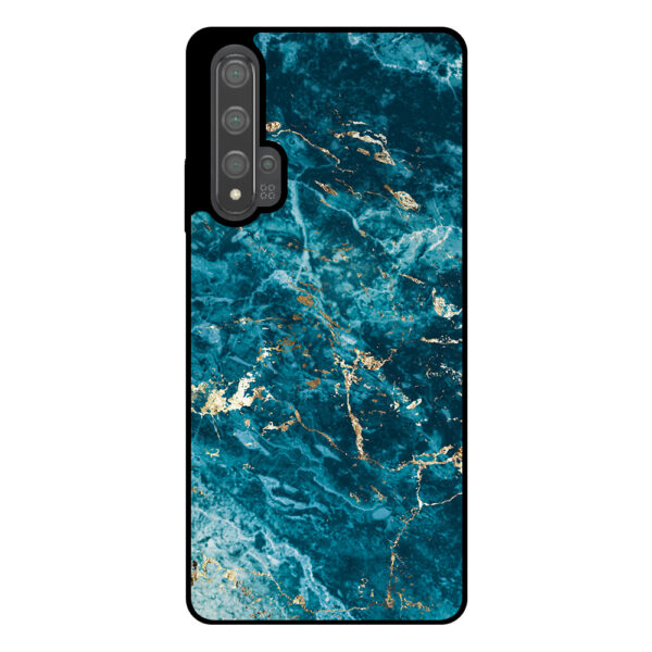 Huawei Nova 5T telefoonhoesje met blauw marmer opdruk