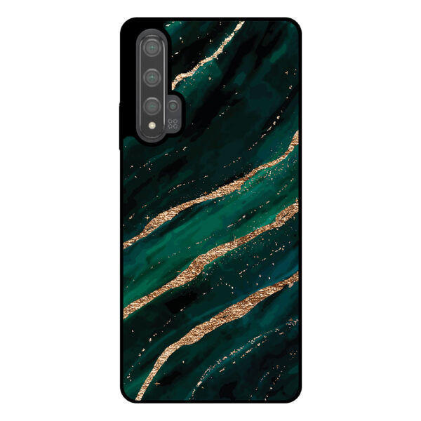 Huawei Nova 5T telefoonhoesje met groen goud marmer opdruk