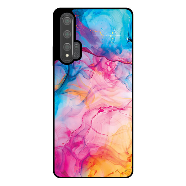 Huawei Nova 5T telefoonhoesje met regenboog acryl marmer opdruk