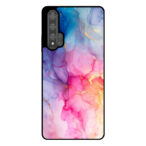 Huawei Nova 5T telefoonhoesje met regenboog marmer opdruk