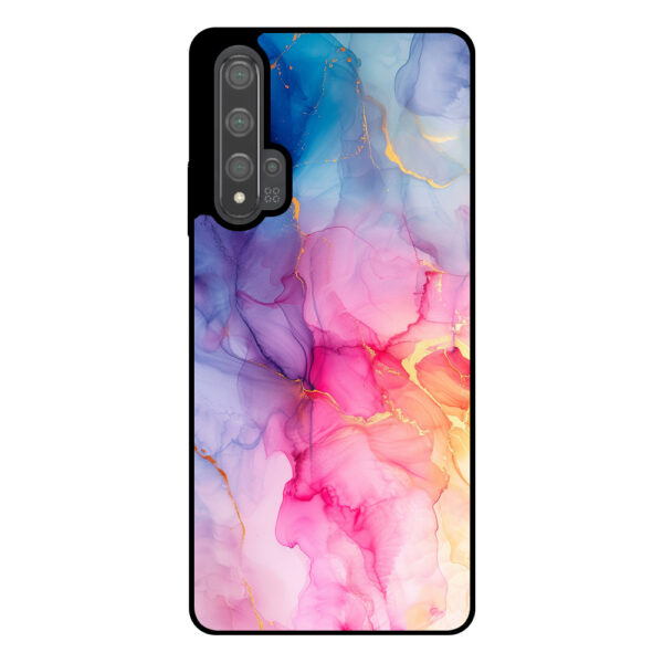 Huawei Nova 5T telefoonhoesje met regenboog marmer opdruk