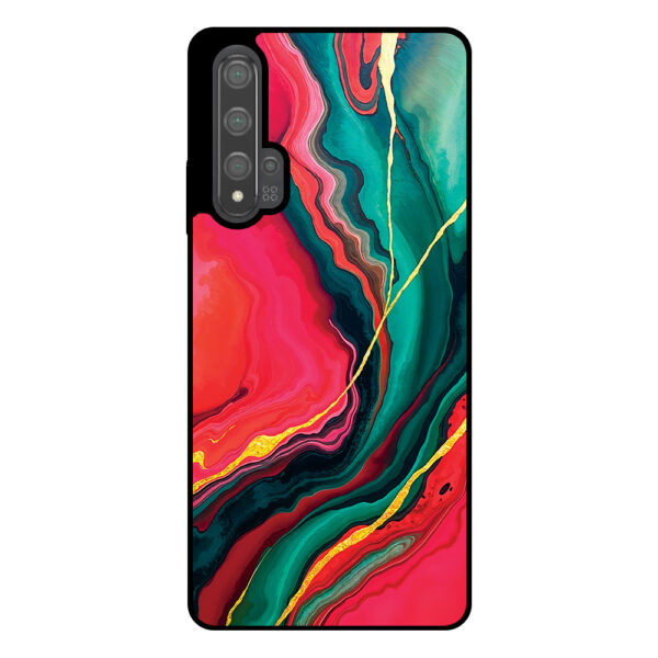 Huawei Nova 5T telefoonhoesje met rood groen marmer opdruk