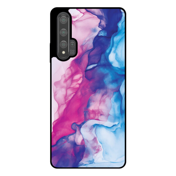 Huawei Nova 5T telefoonhoesje met roze blauw marmer opdruk