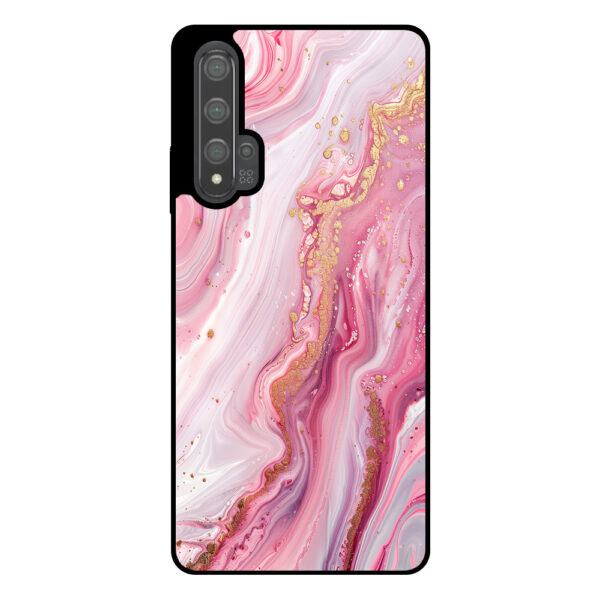 Huawei Nova 5T telefoonhoesje met roze marmer opdruk