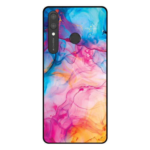 Huawei P Smart (2019) telefoonhoesje met regenboog acryl marmer opdruk