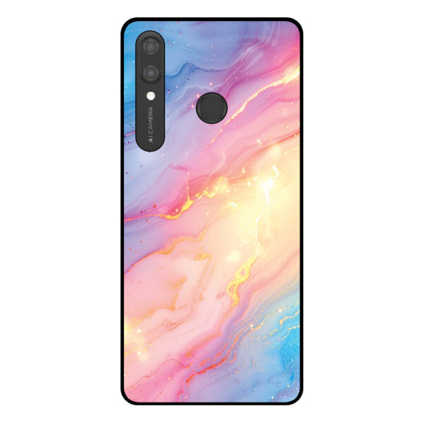 Huawei P Smart (2019) telefoonhoesje met regenboog gliter marmer opdruk